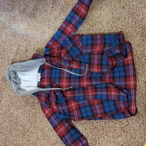 Flannel Hoodie Button Up | Men's M | OBO